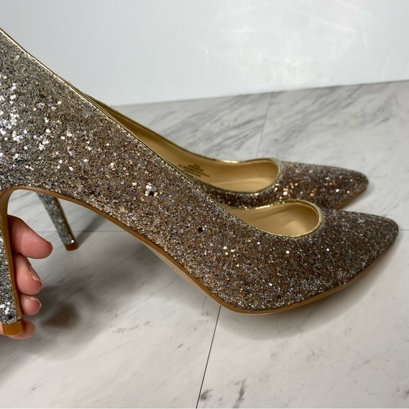 Marc Fisher Darreny Pointy Toe Gold Silver Glitter Pump 9 1/2 - Picture 6 of 13